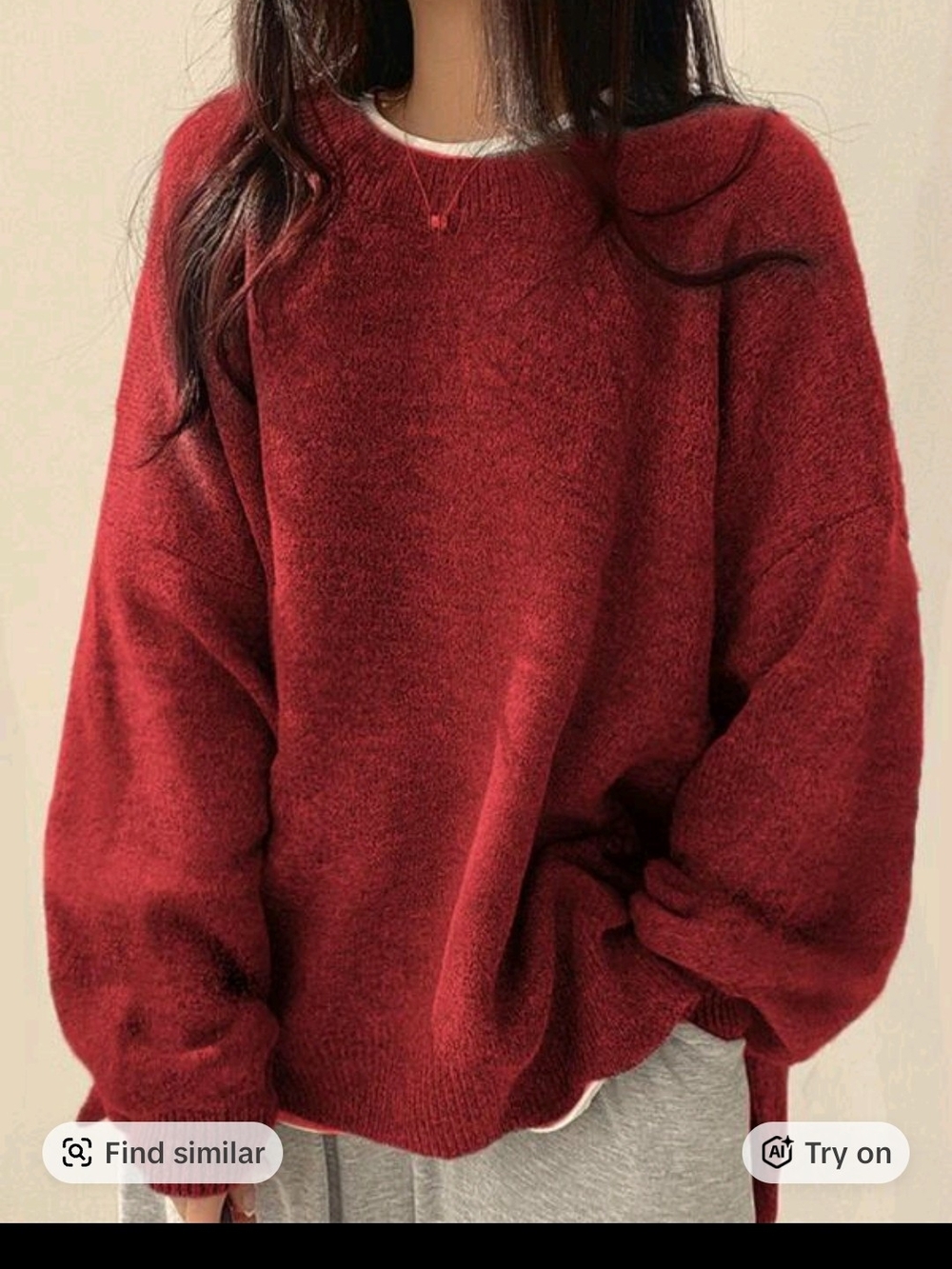 Relaxed Fit Crewneck Sweater in Deep Red